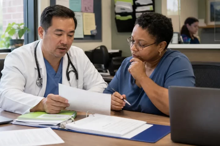 Orthopedic practice team reviewing billing operations