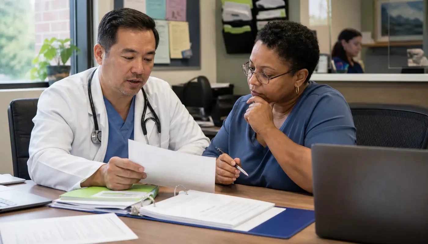 Orthopedic practice team reviewing billing operations