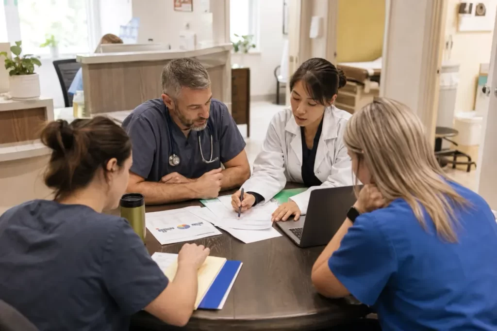 Medical administrator working with orthopedic claims