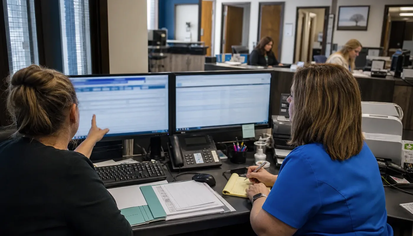 Urgent care leadership reviewing billing performance