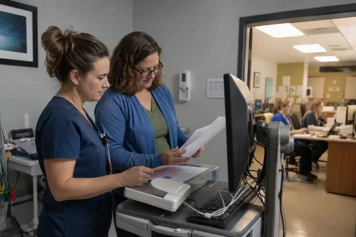 Gastroenterology practice team reviewing billing operations