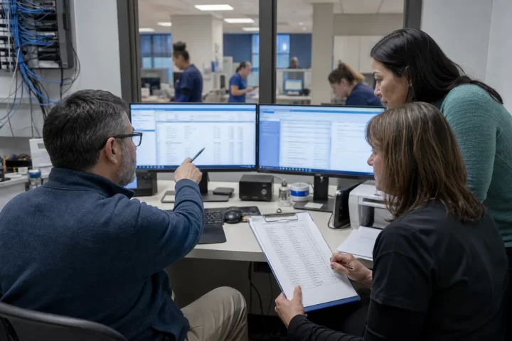Clinic team testing EHR and medical billing software integration