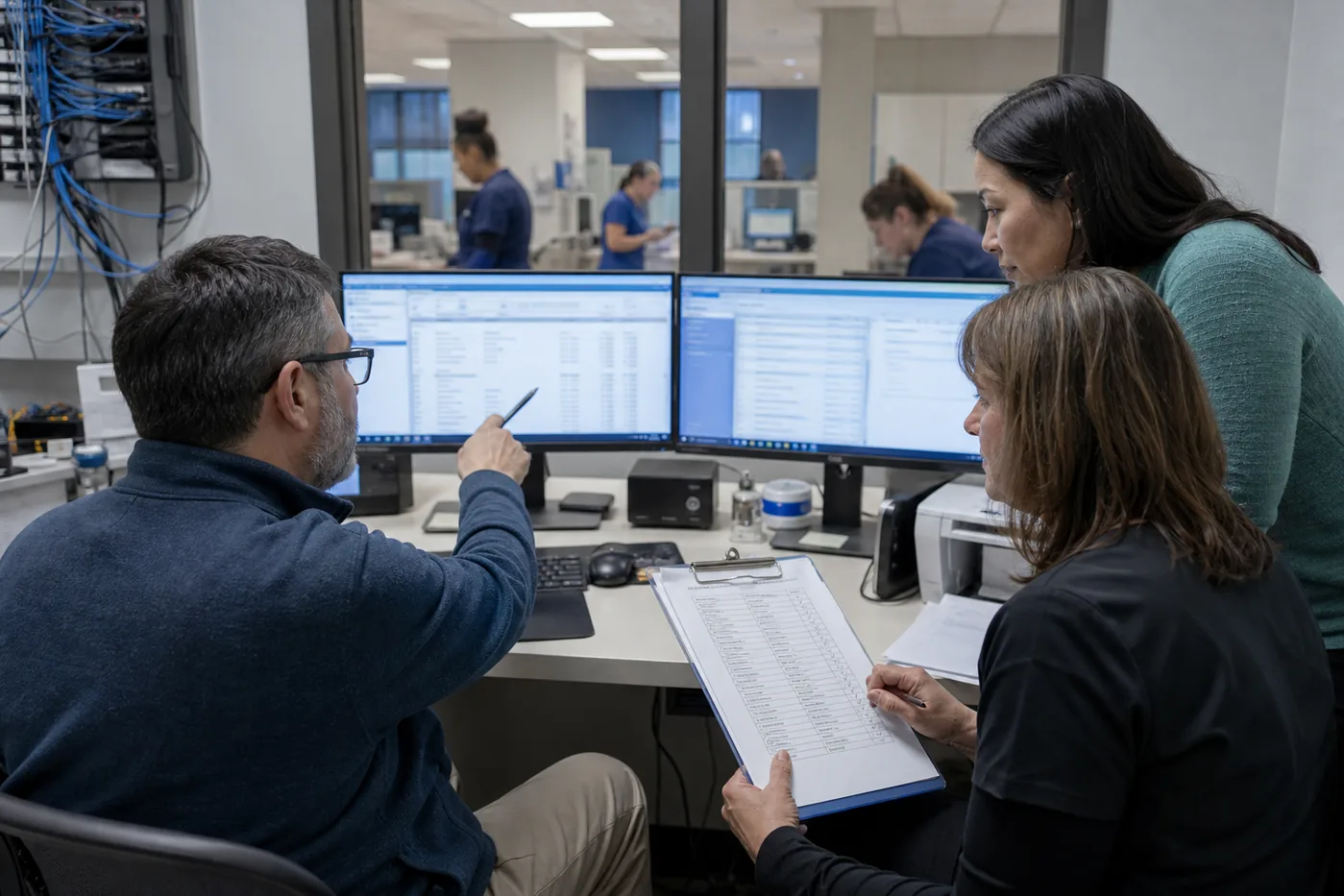 Clinic team testing EHR and medical billing software integration